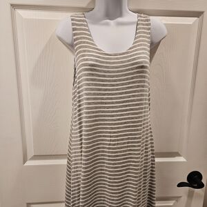 Striped Gray and White Sleeveless Dress